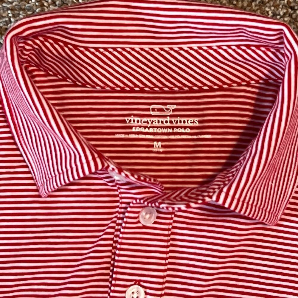 Vineyard Vines Women's Edgartown Polo Red & White Striped Long Sleeve. Size M - Picture 3 of 6